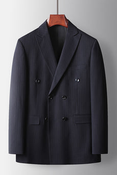 Navy Striped Peak Lapel 2 Piece Prom Homecoming Men's Suits