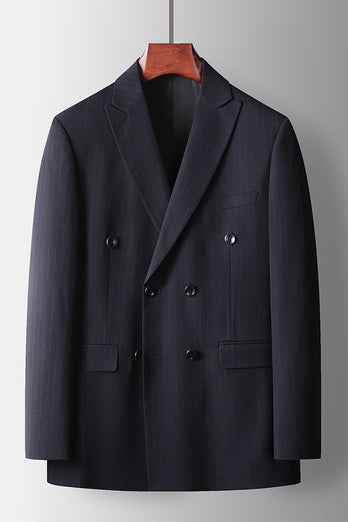 Navy Striped Peak Lapel 2 Piece Prom Homecoming Men's Suits