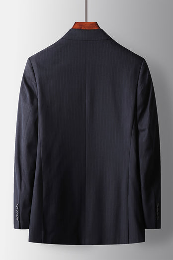 Navy Striped Peak Lapel 2 Piece Prom Homecoming Men's Suits