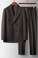 Load image into Gallery viewer, Coffee 2 Piece Peak Lapel Prom Homecoming Men&#39;s Suits with Pockets