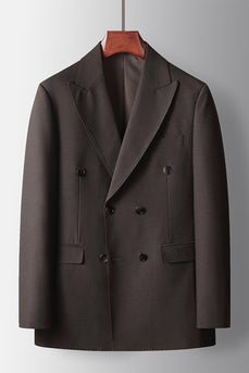 Coffee 2 Piece Peak Lapel Prom Homecoming Men's Suits with Pockets