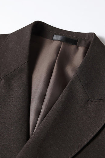 Coffee 2 Piece Peak Lapel Prom Homecoming Men's Suits with Pockets
