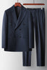 Load image into Gallery viewer, 2 Piece Navy Peak Lapel Prom Homecoming Men&#39;s Suits with Pockets