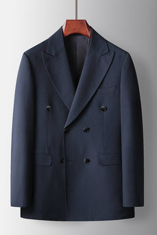 2 Piece Navy Peak Lapel Prom Homecoming Men's Suits with Pockets
