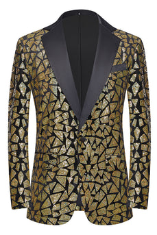 Sparkly Black Golden Sequins 2 Piece Prom Homecoming Men's Suits