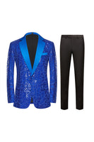 Load image into Gallery viewer, Sparkly Black Golden Sequins 2 Piece Prom Homecoming Men&#39;s Suits