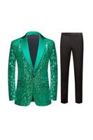 Load image into Gallery viewer, Sparkly Black Golden Sequins 2 Piece Prom Homecoming Men&#39;s Suits
