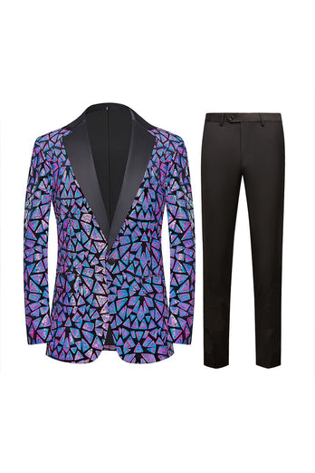 Sparkly Black Golden Sequins 2 Piece Prom Homecoming Men's Suits