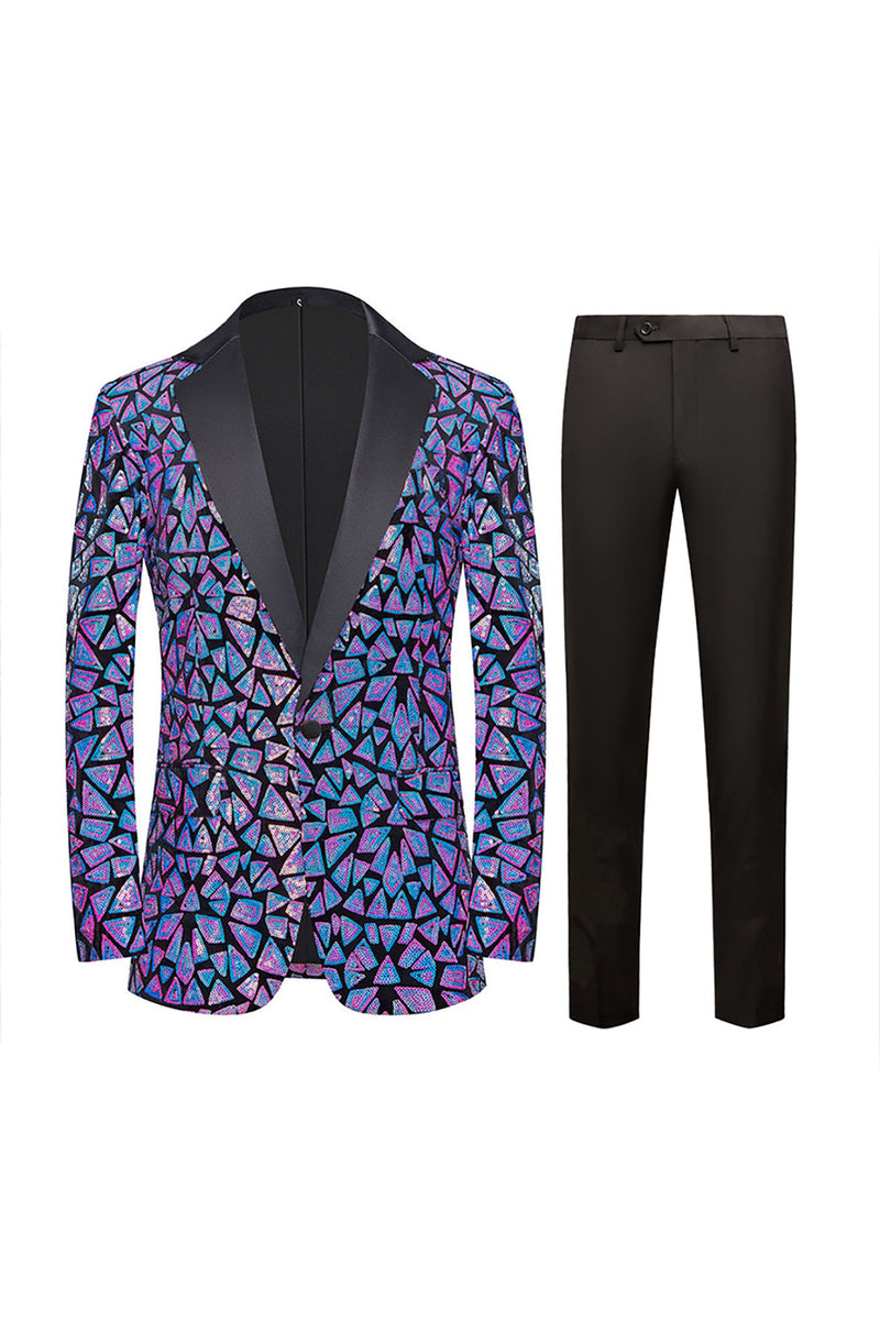 Load image into Gallery viewer, Sparkly Black Golden Sequins 2 Piece Prom Homecoming Men&#39;s Suits