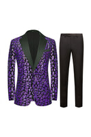 Load image into Gallery viewer, Sparkly Black Golden Sequins 2 Piece Prom Homecoming Men&#39;s Suits