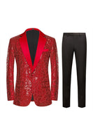 Load image into Gallery viewer, Sparkly Black Golden Sequins 2 Piece Prom Homecoming Men&#39;s Suits