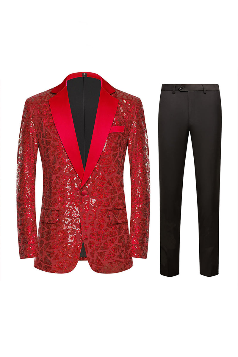 Load image into Gallery viewer, Sparkly Black Golden Sequins 2 Piece Prom Homecoming Men&#39;s Suits