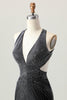 Load image into Gallery viewer, Sparkly Black Tight V-Neck Short Homecoming Dress with Beading