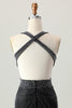 Load image into Gallery viewer, Sparkly Black Tight V-Neck Short Homecoming Dress with Beading