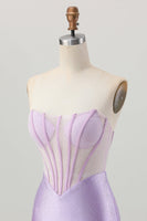 Load image into Gallery viewer, Sparkly Lilac Strapless Short  Corset Homecoming Dress with Beading