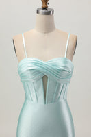 Load image into Gallery viewer, Sparkly Light Green Satin Tight Short Corset Homecoming Dress with Beading