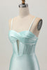 Load image into Gallery viewer, Sparkly Light Green Satin Tight Short Corset Homecoming Dress with Beading