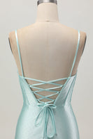 Load image into Gallery viewer, Sparkly Light Green Satin Tight Short Corset Homecoming Dress with Beading