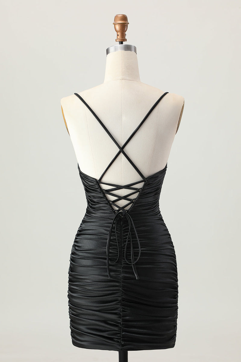 Load image into Gallery viewer, Sparkly Blue Tight Cut Out Short Homecoming Dress with Rhinestone