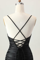 Load image into Gallery viewer, Sparkly Black Tight Cut Out Short Homecoming Dress with Rhinestone