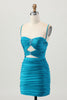 Load image into Gallery viewer, Sparkly Red Tight Cut Out Short Homecoming Dress with Rhinestone