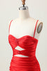 Load image into Gallery viewer, Sparkly Red Tight Cut Out Short Homecoming Dress with Rhinestone