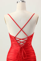 Load image into Gallery viewer, Sparkly Red Tight Cut Out Short Homecoming Dress with Rhinestone