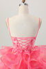 Load image into Gallery viewer, Floral Red A Line Organza Short Corset Homecoming Dress with Appliques
