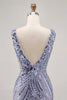 Load image into Gallery viewer, Sparkly Lilac V-Neck Beaded Short Tight Homecoming Dress