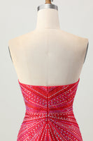 Load image into Gallery viewer, Sparkly Red Beaded Strapless Short Tight Homecoming Dress