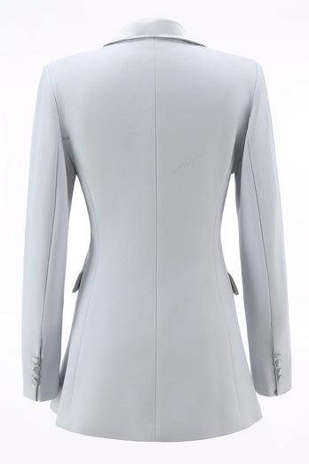 2 Piece Silver Double Breasted Notched Lapel Women Prom Suits