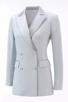Load image into Gallery viewer, 2 Piece Silver Double Breasted Notched Lapel Women Prom Suits