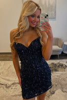 Load image into Gallery viewer, Sparkly Red Sequins Tight Strapless Short Corset Homecoming Dress