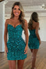 Load image into Gallery viewer, Sparkly Fuchsia Sequins Tight Strapless Short Corset Homecoming Dress