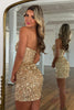 Load image into Gallery viewer, Sparkly Gold Tight Sequins Strapless Short Corset Homecoming Dress