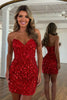 Load image into Gallery viewer, Sparkly Fuchsia Sequins Tight Strapless Short Corset Homecoming Dress