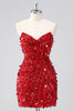Load image into Gallery viewer, Sparkly Red Sequins Strapless Tight Short Homecoming Dress
