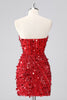 Load image into Gallery viewer, Sparkly Red Sequins Strapless Tight Short Homecoming Dress