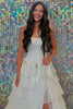 Load image into Gallery viewer, Blue A-Line Tiered Strapless Long Corset Prom Dress with Bows
