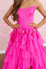 Load image into Gallery viewer, Blue A-Line Tiered Strapless Long Corset Prom Dress with Bows