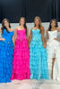 Load image into Gallery viewer, Blue A-Line Tiered Strapless Long Corset Prom Dress with Bows