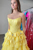 Load image into Gallery viewer, Blue A-Line Tiered Strapless Long Corset Prom Dress with Bows