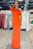 Load image into Gallery viewer, Black Mermaid Satin One Shoulder Long Prom Dress with Ruffles