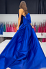 Load image into Gallery viewer, Royal Blue Velvet Mermaid Strapless Long Prom Dress with Bow
