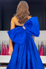Load image into Gallery viewer, Royal Blue Velvet Mermaid Strapless Long Prom Dress with Bow