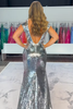 Load image into Gallery viewer, Sparkly Gold Sequin V-Neck Mermaid Cap Sleeves Long Prom Dress