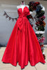 Load image into Gallery viewer, Red A-Line Satin Strapless Long Prom Dress with Bow