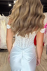Load image into Gallery viewer, White Satin Mermaid Off the Shoulder Detachable Cape Long Prom Dress with Slit