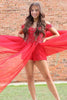 Load image into Gallery viewer, Sparkly Red Tight Off the Shoulder Short Prom Jumpsuits with Beading
