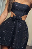 Load image into Gallery viewer, Sparkly Black Cut Out Satin A-Line Short Prom Dress with Beading
